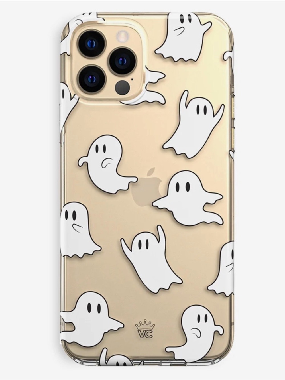 Velvet Caviar Clear Case with Playful White Ghosts